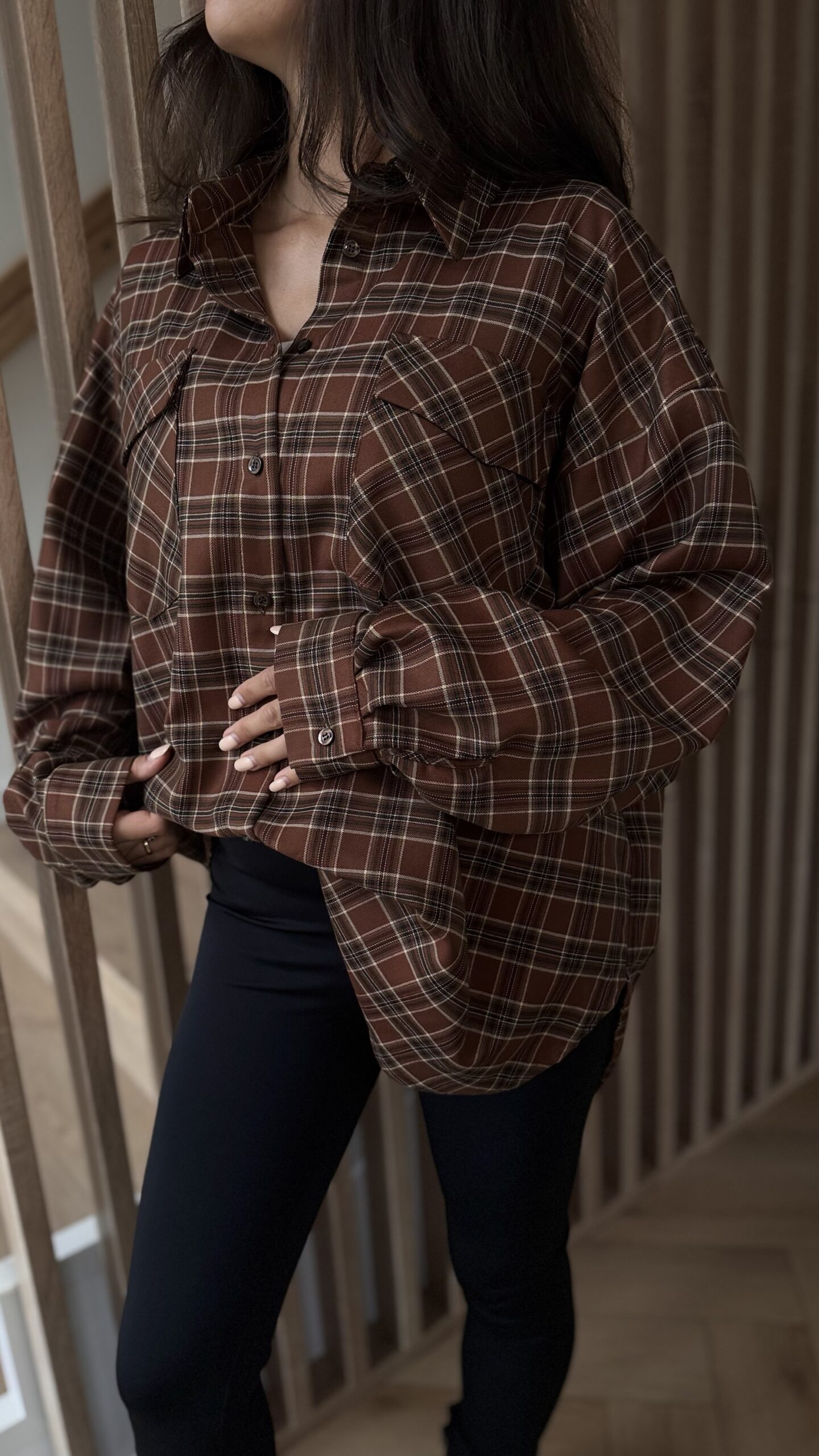 Koszula w kratę - brązowy - obrazek 3